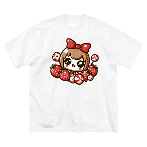 可愛らしい苺のデザイン ビッグシルエットTシャツ