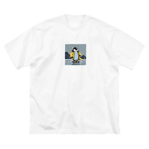 レインコートをつけたペンギン ビッグシルエットTシャツ