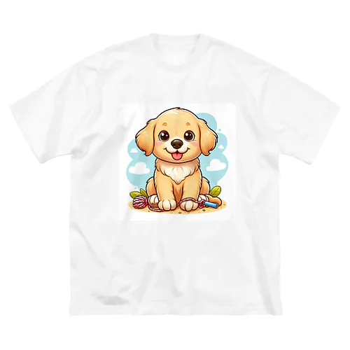 子犬の冒険☆ウキウキ子犬のゴールデンレトリーバー ビッグシルエットTシャツ