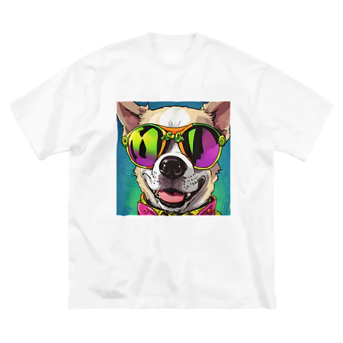 サングラスな犬 ビッグシルエットTシャツ