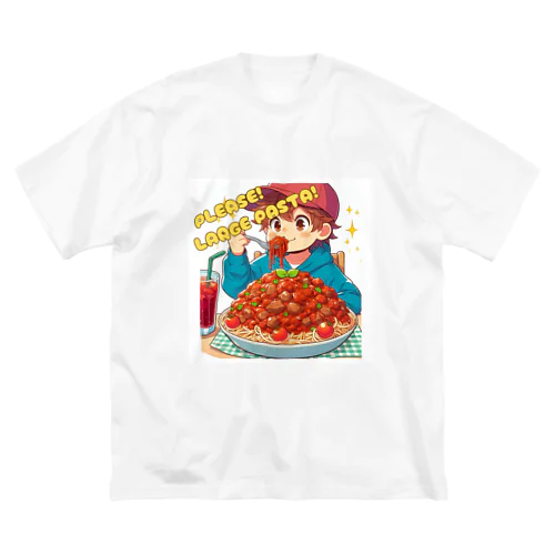 パスタを楽しむ男の子 ビッグシルエットTシャツ