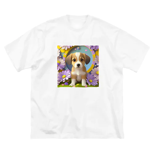 陽気な子犬と春の花々 Big T-Shirt