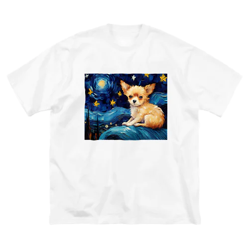 【星降る夜 - チワワ犬の子犬 No.2】 ビッグシルエットTシャツ