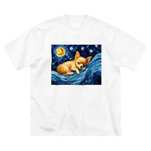 【星降る夜 - チワワ犬の子犬 No.3】 ビッグシルエットTシャツ