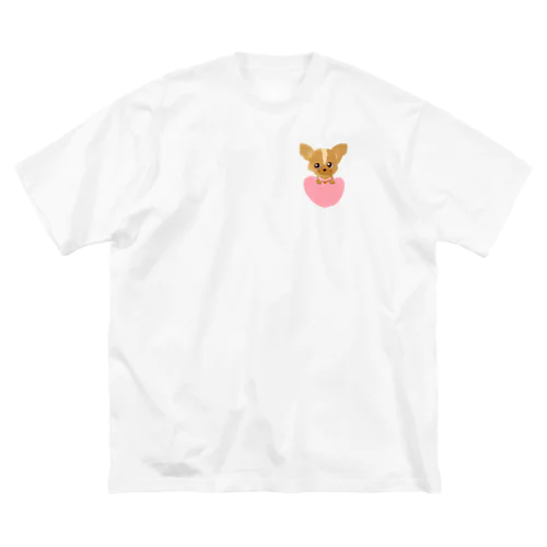 ハートチワワ　！！ ビッグシルエットTシャツ