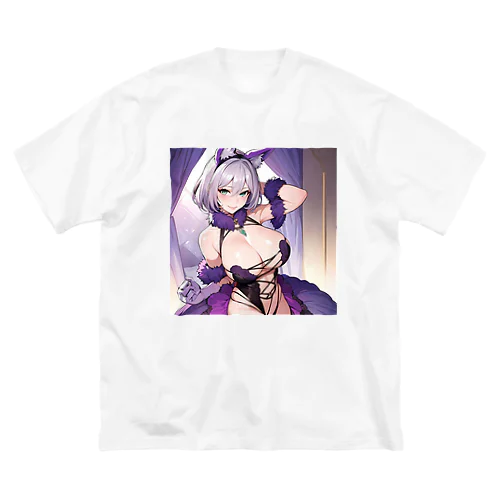 猫耳　美少女 ビッグシルエットTシャツ