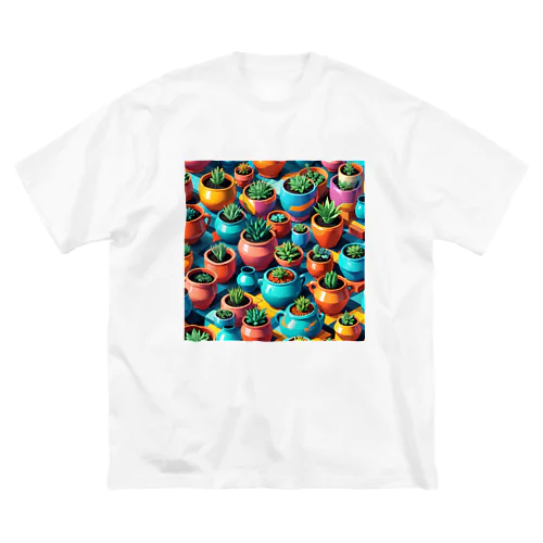 彩られた植木鉢 ビッグシルエットTシャツ