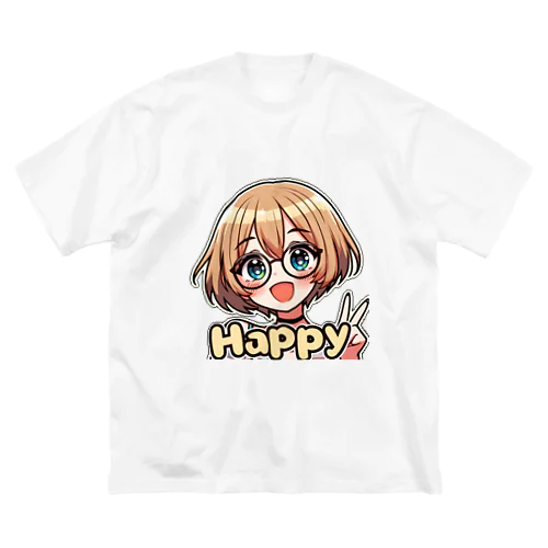 金髪ショートカット眼鏡美少女ちゃん ビッグシルエットTシャツ