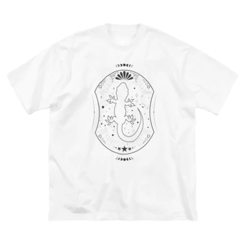 幻想的なトカゲ～black line Ver.～ ビッグシルエットTシャツ