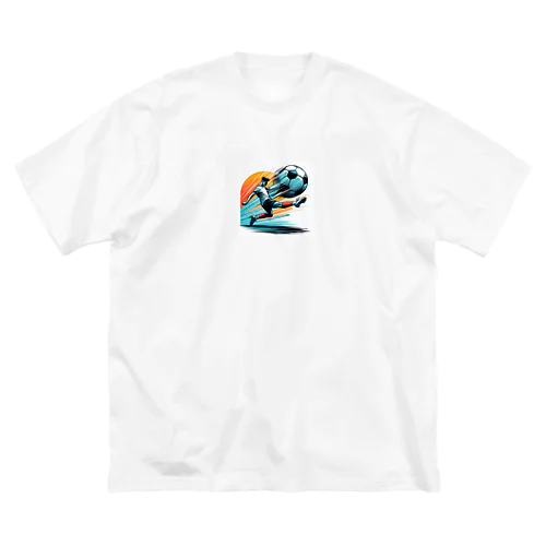 夕日を背にサッカーボールを蹴りシュート Big T-Shirt