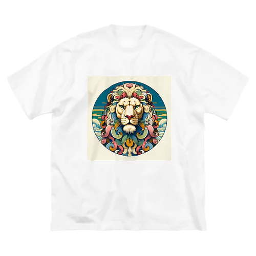 浮世絵風　ライオン（顔）"Ukiyo-e style lion (face)."  "浮世繪風格的獅子（臉）。" ビッグシルエットTシャツ