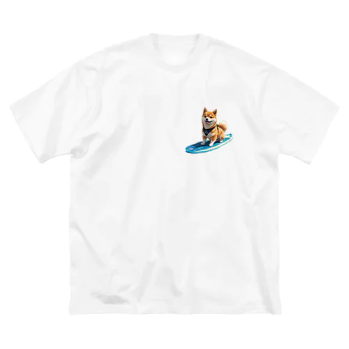 サーフィンを楽しむ柴犬 ビッグシルエットTシャツ