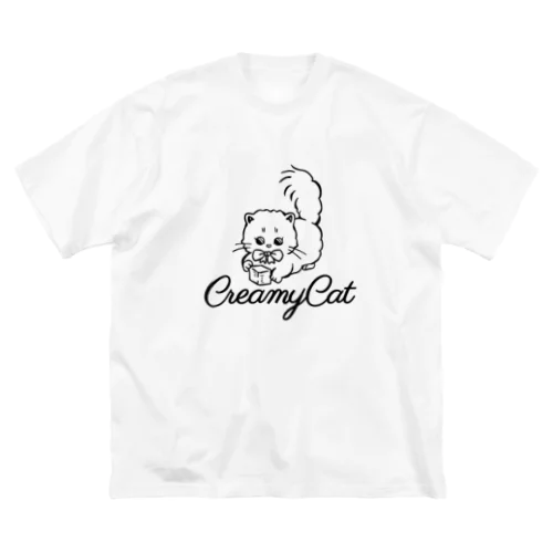 お砂糖と白い猫 ビッグシルエットTシャツ