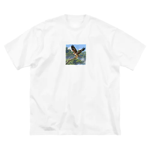 空中でバランスを保っているタカ Big T-Shirt