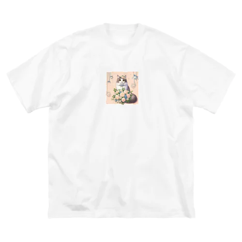 猫と薔薇　パールver. Big T-Shirt