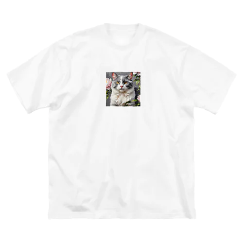 ピオニーと猫 ビッグシルエットTシャツ