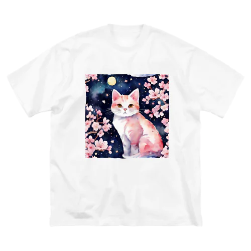 sakura cat2 ビッグシルエットTシャツ