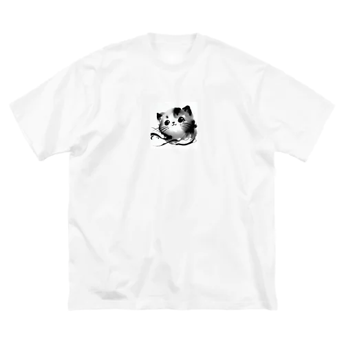 水墨猫 ビッグシルエットTシャツ