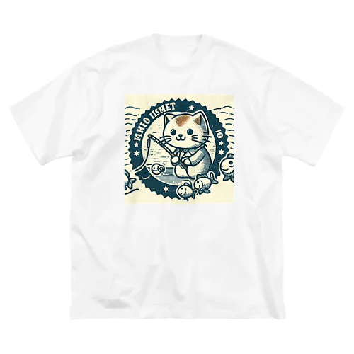 釣り大好きねこちゃん ビッグシルエットTシャツ