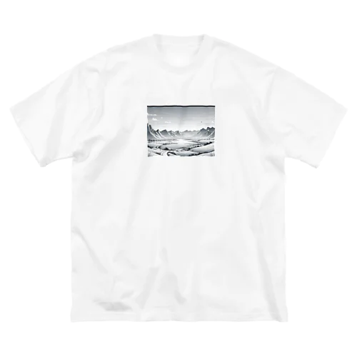 モノクロの雪景色 ビッグシルエットTシャツ