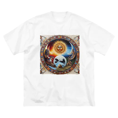 太陽　月　大地　祈り ビッグシルエットTシャツ