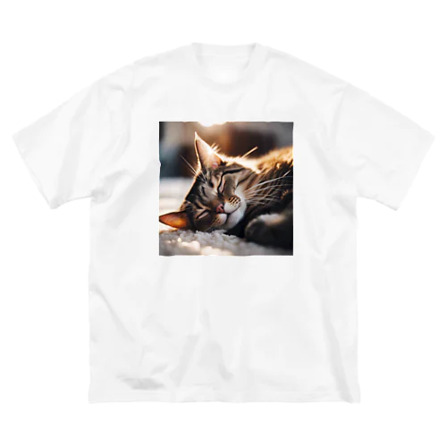 ラグの上で寝ている猫 ビッグシルエットTシャツ