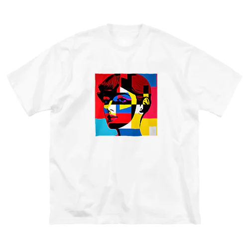 pop art rainbow  woman ビッグシルエットTシャツ