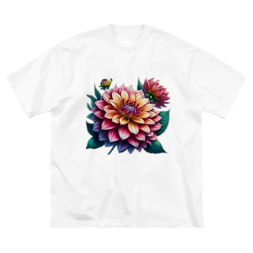 ふんわりした花「ダリア」 ビッグシルエットTシャツ