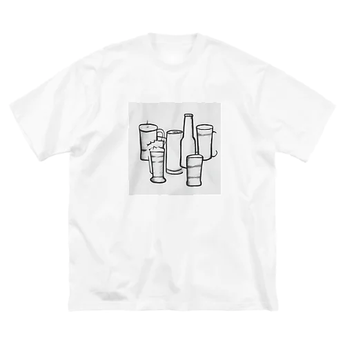 缶と瓶とグラス ビッグシルエットTシャツ