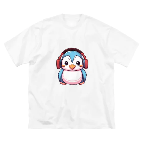 赤いヘッドホンを付けているペンギン Big T-Shirt