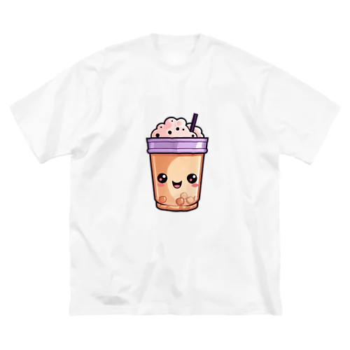 可愛い紫タピオカミルクティー ビッグシルエットTシャツ