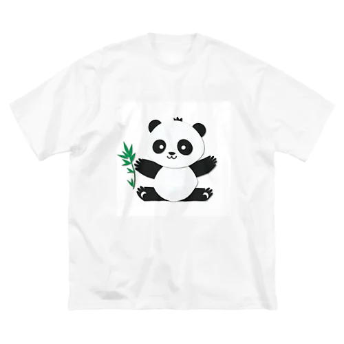パンダ　笹 ビッグシルエットTシャツ