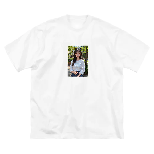 猫耳美女 ビッグシルエットTシャツ