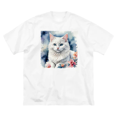 エレガント過ぎる白猫 ビッグシルエットTシャツ
