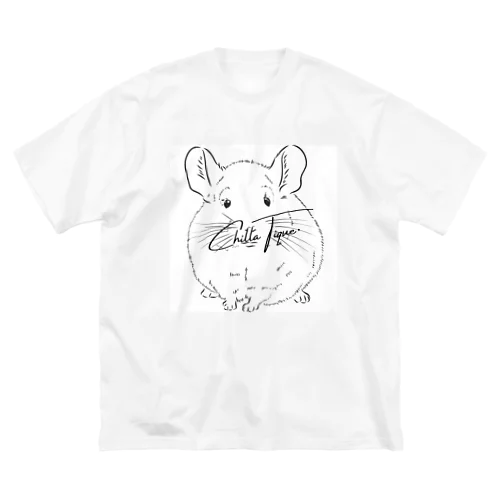 モノトーンなチンチラちゃん ビッグシルエットTシャツ