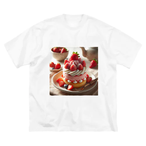 いちごケーキ 丸型 ビッグシルエットTシャツ