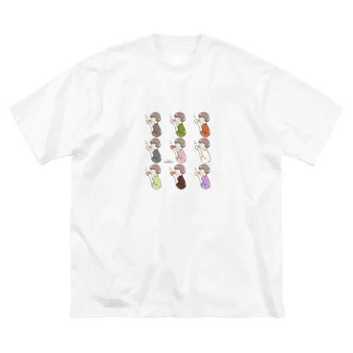 ほっとひと息つく女の子　オール ビッグシルエットTシャツ