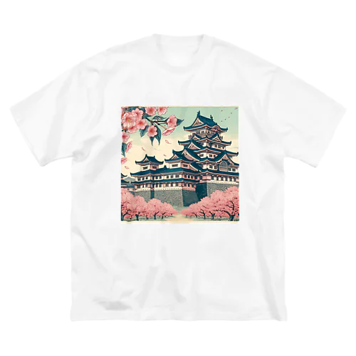 Spring in Himeji, Japan: Ukiyoe depictions of cherry blossoms and Himeji Castle Big T-Shirt