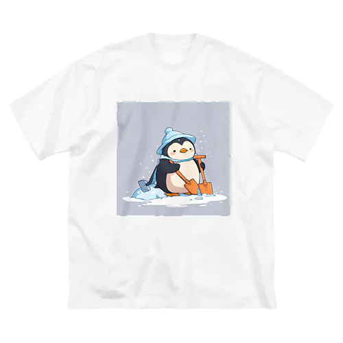 かわいいペンギンとおもちゃのシャベル ビッグシルエットTシャツ