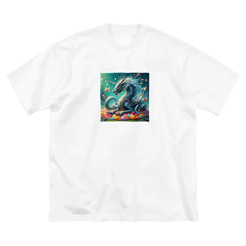 鮮やかの花々とドラゴン Big T-Shirt