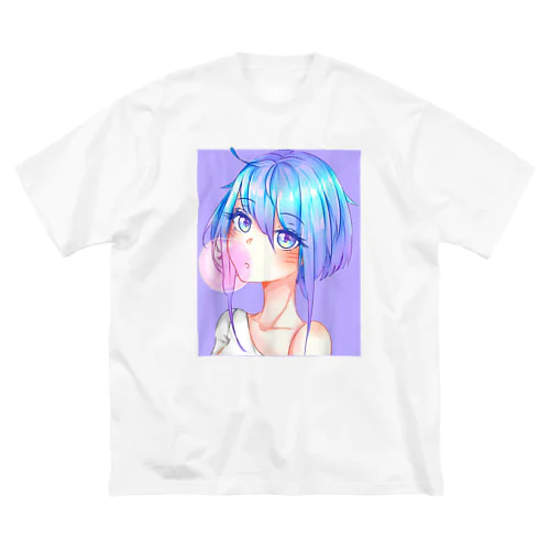 バブルガムを噛むアニメガール 日本の美学 アニメオタク ビッグシルエットTシャツ