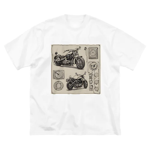 クラシックバイクの設計図と計器類 Big T-Shirt