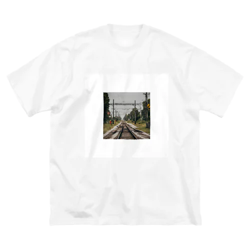 鉄道レールデザイン ビッグシルエットTシャツ