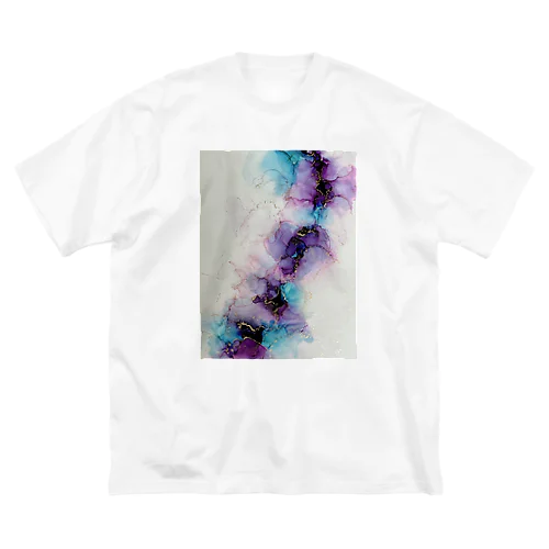 Ink-Art 大理石風　紫 Big T-Shirt