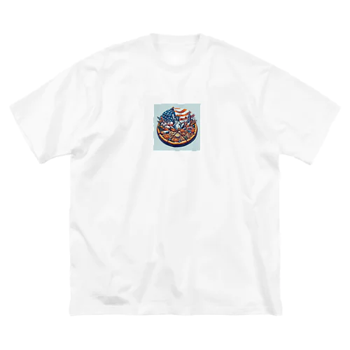 ピザアート食事グッズ ビッグシルエットTシャツ