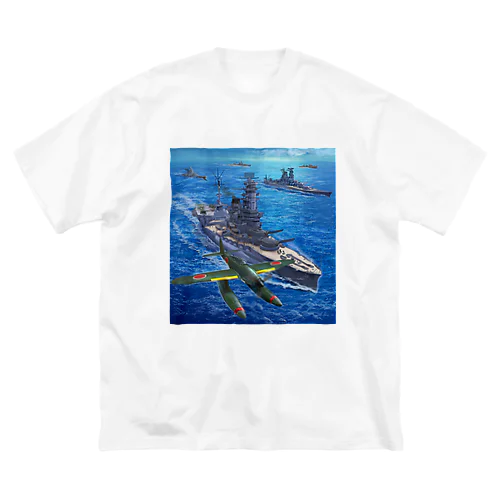 航空戦艦「伊勢」と水上機「晴嵐」 ビッグシルエットTシャツ