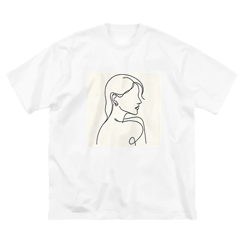 一筆書き風景アート9 ビッグシルエットTシャツ