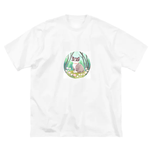 水彩猫 ビッグシルエットTシャツ