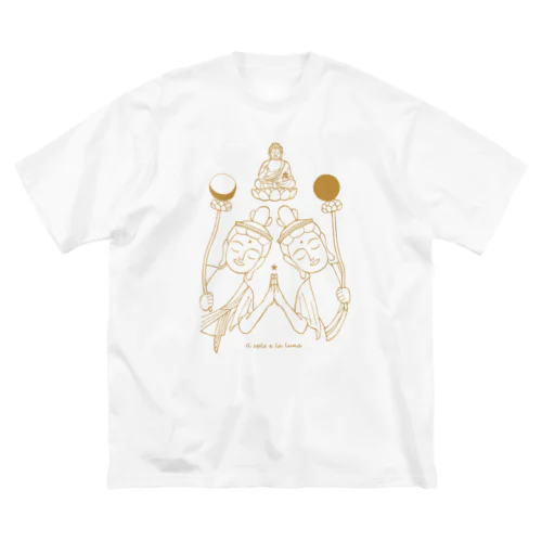 The sun & the moon (beige) ビッグシルエットTシャツ