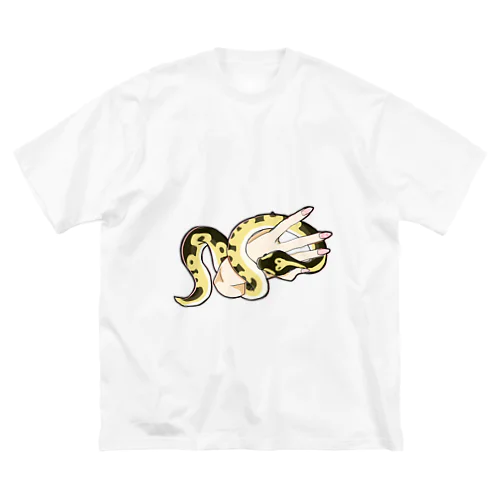 蛇のぷにちゃん、手に絡まるTシャツ（フロントプリント） ビッグシルエットTシャツ